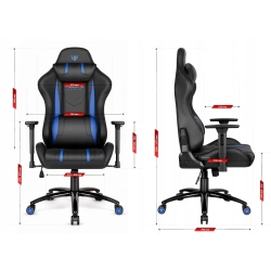 FOTEL GAMINGOWY Biurowy Obrotowy Hell's Chair HC- 1013 Black Blue Ekoskóra