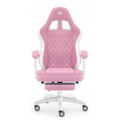 Fotel gamingowy HELL'S CHAIR HC- 1015 Różowo- biały tkanina