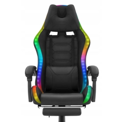 Fotel gamingowy HELL'S CHAIR HC-1039 2.0 Black RGB LED tkanina czarny