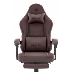 Fotel gamingowy HELL'S CHAIR HC- 1015 Ciemny Brązowy skóra sztuczna biały