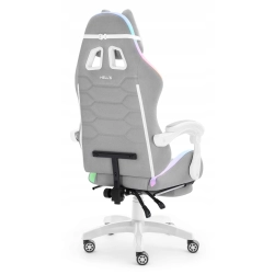 Fotel gamingowy HELL'S CHAIR HC-1039 2.0 Grey RGB LED tkanina szary