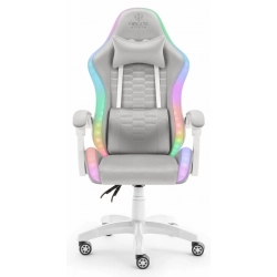 Fotel gamingowy Hell's Chair HC-1000 szary tkanina LED RGB z poduszkami