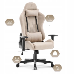FOTEL GAMINGOWY Biurowy Obrotowy Hell's Chair HC- 2000 Beżowy Tkanina