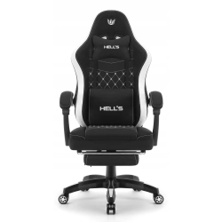 Fotel gamingowy HELL'S CHAIR HC- 1015 Czarno- biały tkanina czarno-biały