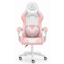 Fotel Gamingowy Hell's Chair Rainbow 2.0 Pink White Różowy Biały Ekoskóra