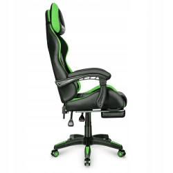 Fotel gamingowy HELL'S CHAIR HC-1039 green skóra sztuczna czarny