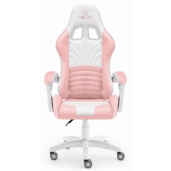 Fotel Gamingowy Hell's Chair Rainbow 2.0 Pink White Różowy Biały Ekoskóra