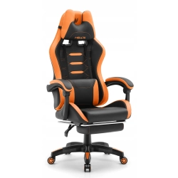 FOTEL GAMINGOWY Biurowy Hell's Chair HC- 1039 2.0 Orange z podnóżkiem