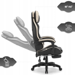 Fotel gamingowy HELL'S CHAIR HC- 1039 Beige- Black skóra sztuczna