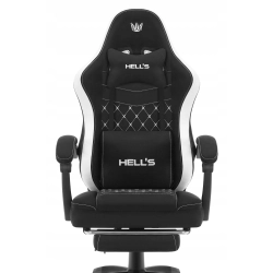 Fotel gamingowy HELL'S CHAIR HC- 1015 Czarno- biały tkanina czarno-biały