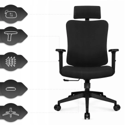 Fotel biurowy ergonomiczny obrotowy Hell's Chair HC-1041 Czarny Tkanina