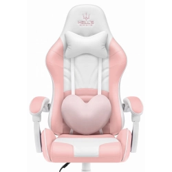Fotel Gamingowy Hell's Chair Rainbow 2.0 Pink White Różowy Biały Ekoskóra