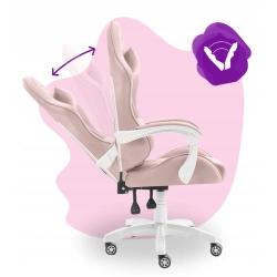 Fotel gamingowy HELL'S CHAIR HC- 1000 Kids Pink- White- tkanina