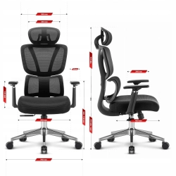 Fotel biurowy ergonomiczny obrotowy Hell's Chair HC- 1043 Czarny Tkanina