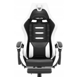 FOTEL GAMINGOWY Biurowy Hell's Chair HC- 1039 2.0 White z podnóżkiem