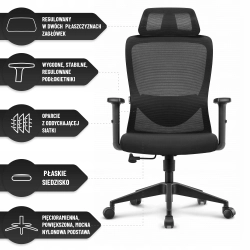 Fotel biurowy ergonomiczny obrotowy Hell's Chair HC- 1040 Czarny Tkanina