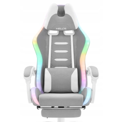 Fotel gamingowy HELL'S CHAIR HC-1039 2.0 Grey RGB LED tkanina szary