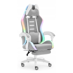 Fotel gamingowy Hell's Chair HC-1039 2.0 Kids szary LED z podnóżkiem