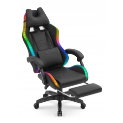 Fotel gamingowy HELL'S CHAIR HC-1039 2.0 Black RGB LED tkanina czarny