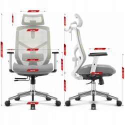 Fotel biurowy ergonomiczny obrotowy Hell's Chair HC- 1052 PLUS Szary Biały