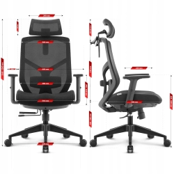 Fotel biurowy ergonomiczny obrot. Hell's Chair HC-1052 Plus czarny tkanina