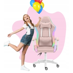Fotel gamingowy obrotowy dla dzieci Hell's Chair HC-1000 LED Pink tkanina