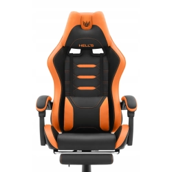 FOTEL GAMINGOWY Biurowy Hell's Chair HC- 1039 2.0 Orange z podnóżkiem