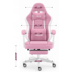 Fotel gamingowy HELL'S CHAIR HC- 1015 Różowo- biały tkanina