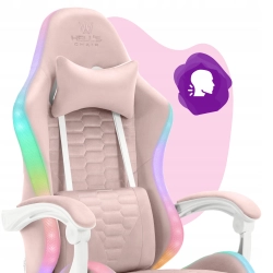 Fotel gamingowy obrotowy dla dzieci Hell's Chair HC-1000 LED Pink tkanina