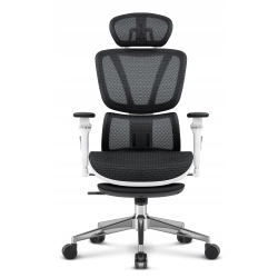 Fotel biurowy ergonomiczny Hell's Chair HC- 1044 Czarny Biały Tkanina