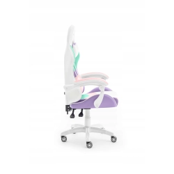 Fotel gamingowy HELL'S CHAIR RAINBOW skóra sztuczna biały
