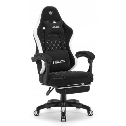 Fotel gamingowy HELL'S CHAIR HC- 1015 Czarno- biały tkanina czarno-biały
