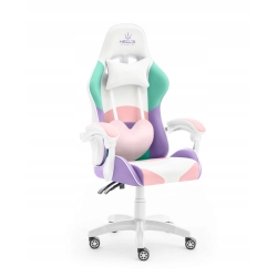 Fotel gamingowy HELL'S CHAIR RAINBOW skóra sztuczna biały