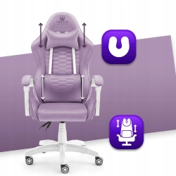 Fotel gamingowy Hell's Chair HC- 1000 Purple White Fioletowy Biały Tkanina
