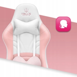 Fotel Gamingowy Hell's Chair Rainbow 2.0 Pink White Różowy Biały Ekoskóra