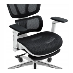 Fotel biurowy ergonomiczny Hell's Chair HC- 1044 Czarny Biały Tkanina