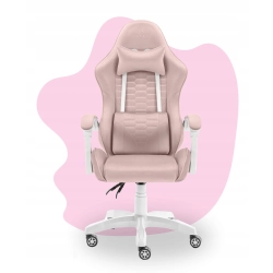 Fotel gamingowy HELL'S CHAIR HC- 1000 Kids Pink- White- tkanina