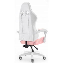 Fotel Gamingowy Hell's Chair Rainbow 2.0 Pink White Różowy Biały Ekoskóra