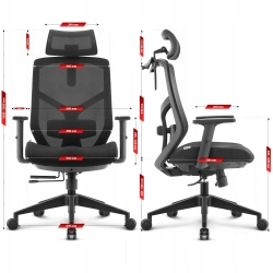 Fotel biurowy ergonomiczny obrotowy Hell's Chair HC-1052 czarny tkanina