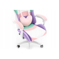 Fotel gamingowy HELL'S CHAIR RAINBOW skóra sztuczna biały
