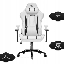 FOTEL GAMINGOWY Biurowy Obrotowy Hell's Chair HC- 1013 White Black Ekoskóra