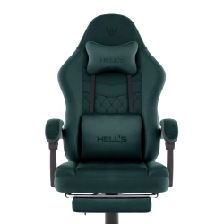 Fotel gamingowy HELLS CHAIR HC-1015 Zielony z podnóżkiem Tkanina