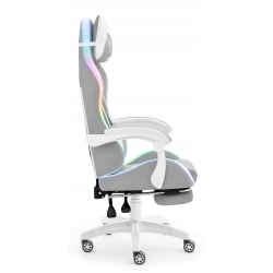 Fotel gamingowy HELL'S CHAIR HC-1039 2.0 Grey RGB LED tkanina szary