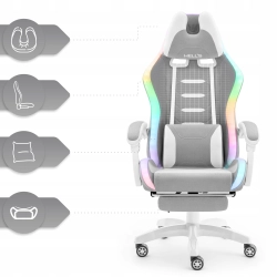 Fotel gamingowy Hell's Chair HC-1039 2.0 Kids szary LED z podnóżkiem