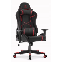 FOTEL GAMINGOWY Biurowy Obrotowy Hell's Chair HC- 2001 Black- Red Ekoskóra