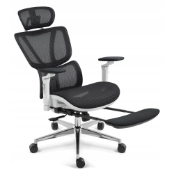 Fotel biurowy ergonomiczny Hell's Chair HC- 1044 Czarny Biały Tkanina