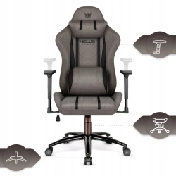 FOTEL GAMINGOWY Biurowy Obrotowy Hell's Chair HC- 1013 Grey- Black Tkanina