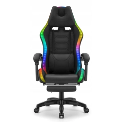 Fotel gamingowy HELL'S CHAIR HC-1039 2.0 Black RGB LED tkanina czarny