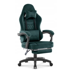 Fotel gamingowy HELLS CHAIR HC-1015 Zielony z podnóżkiem Tkanina