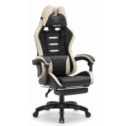 Fotel gamingowy HELL'S CHAIR HC- 1039 Beige- Black skóra sztuczna